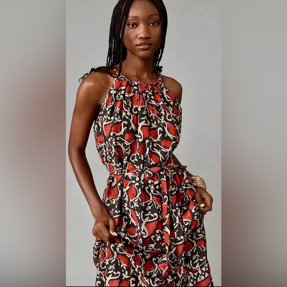 Anthropologie Velvet by Graham & Spencer Ghaita Braided Trim Maxi